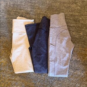 Aerie Gray, Navy, and Cream Leggings